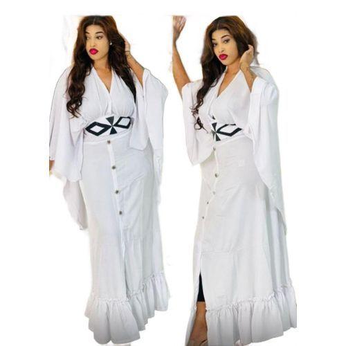Robe Blanche à manches longues pour femmes - Taille Standard