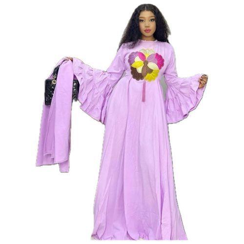 Robe violette à manches longues pour femmes - Taille Standard
