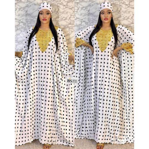 Ensemble robe avec foulard - robe de tendance 100% coton pour femme.