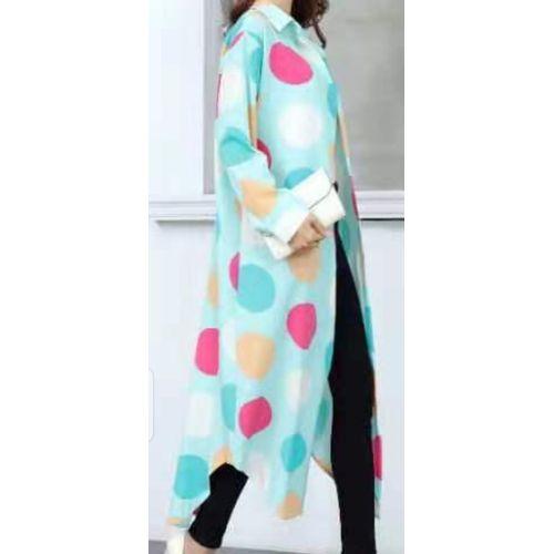 Robe chemise - Coton - vert menthe Imprimé