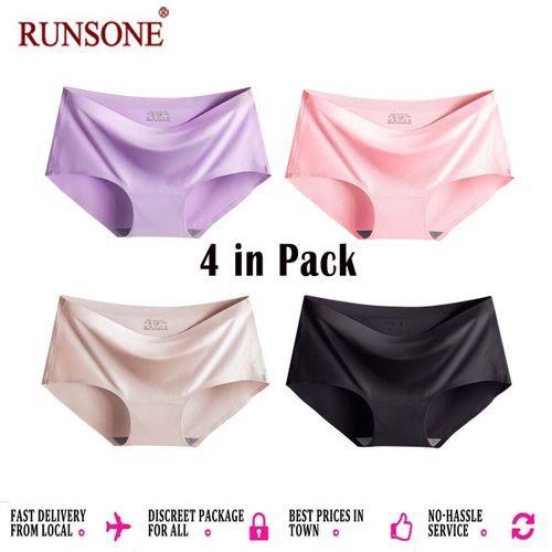 Khufuzi Womens 4in1 Ice Silk Seamless Underwear Invisible Panties Lingerie Brief Gifts