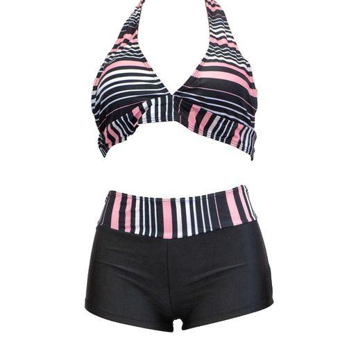 Maillot De Bain Deux Pieces - Polyester - noir imprimé