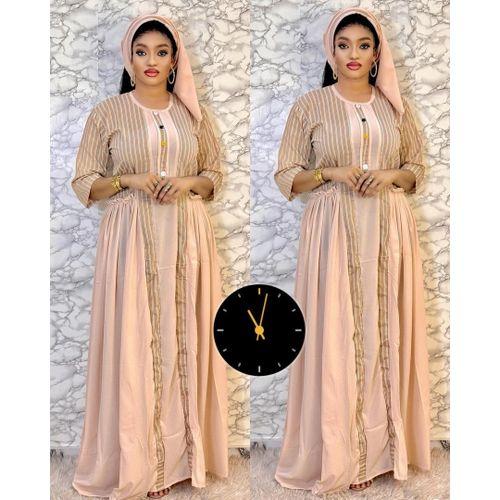 Ensemble robe avec foulard - robe de tendance 100% coton pour femme.