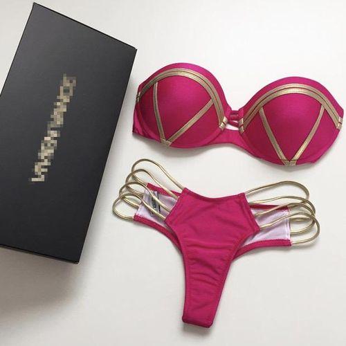 Ensemble Soutien-Gorge + Slip En Soie - Rose