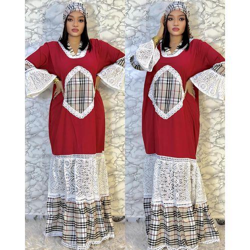 Ensemble robe avec foulard - robe de tendance 100% coton pour femme.