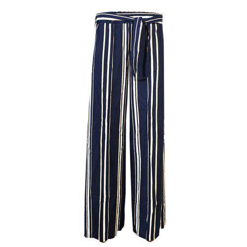 Cr pantalon bas large en coton imprime