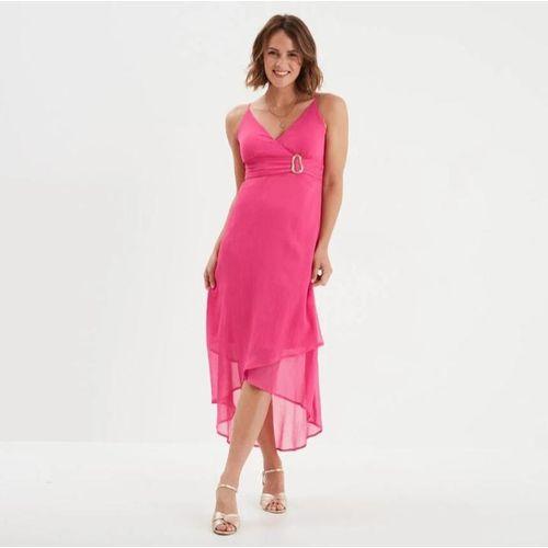 La Halle Robe longue asymétrique avec boucle rose fushia femme