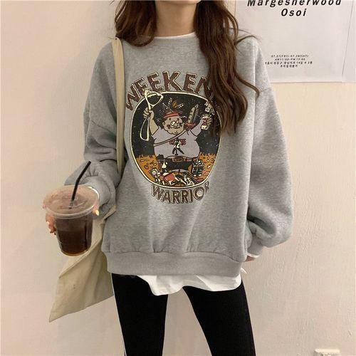 Women's Loose Fleece Sweatshirt - Gray