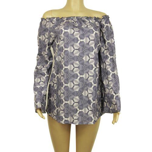 Haut Manches Longues - Imprimé - Polyester - Gris/Blanc