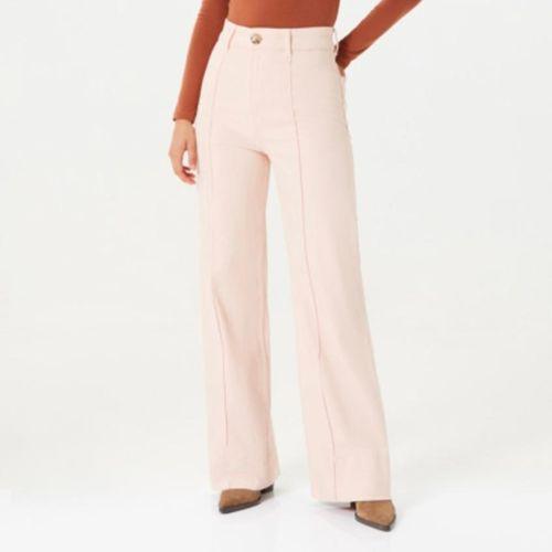 stradivarius Pantalon Femme Bootcut – Taille Haute – Coton – Rose Poudré