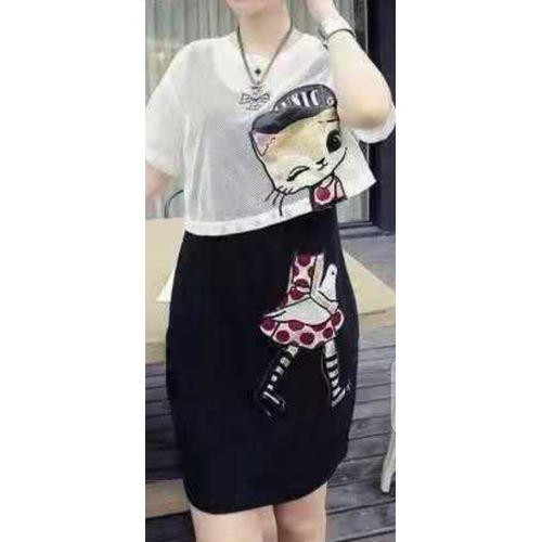 Robe 3/4 Avec Cardigan - Polyester - Noir/Blanc