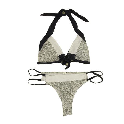 Maillot De Bain Deux Pieces - Polyester - Gris/Bleu/Blanc