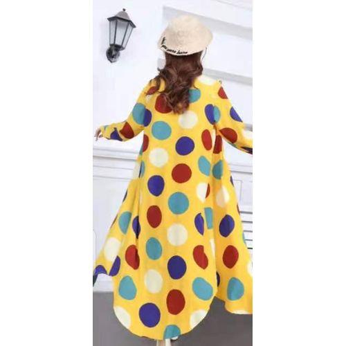 Robe chemise - Coton - jaune Imprimé