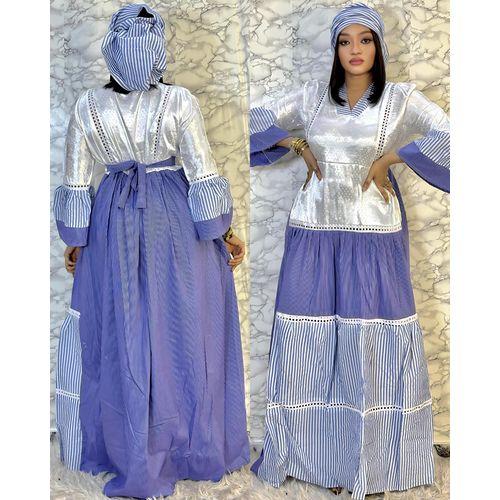 Ensemble robe avec foulard - robe de tendance 100% coton pour femme.