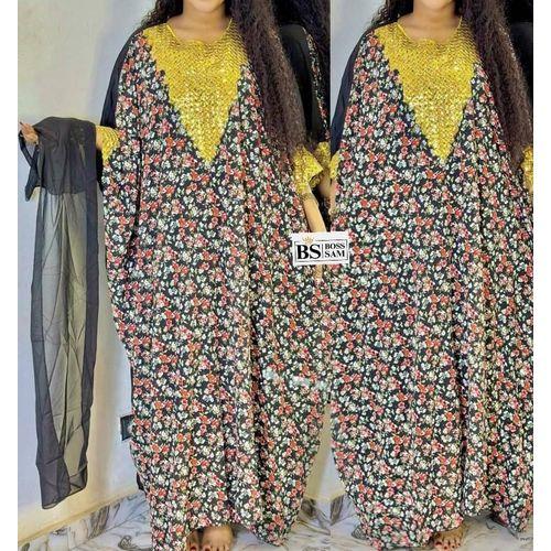 Ensemble robe avec foulard - robe de tendance 100% coton pour femme.