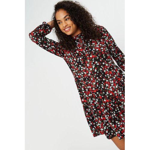 Dorothy Perkins Robe patineuse Rouge à col montant et imprimé fleuri