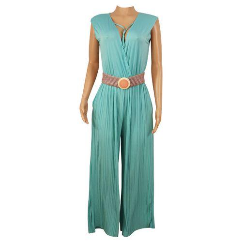 Combinaison Avec Ceinture Boucle Rose - Coton - Vert Menthe