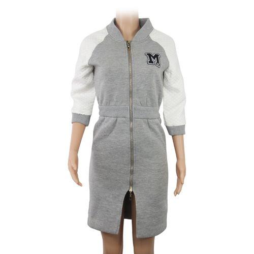Robe Pull Manches 3/4 - Gris Blanc