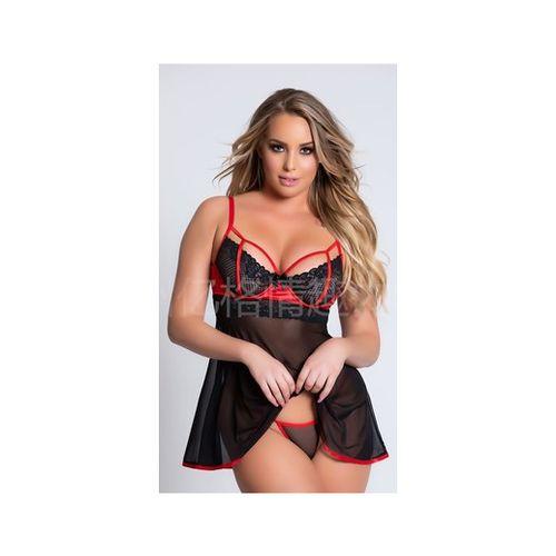 Nuisette Noir/rouge Dentelle Sexy Lingerie Robe