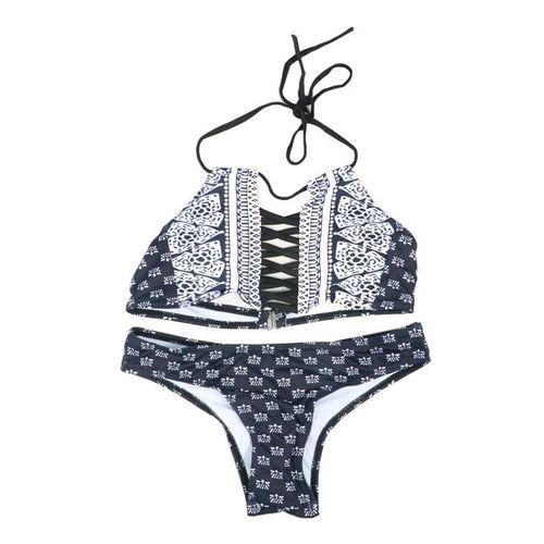 Maillot de bain deux pièces noir blanc pour femme