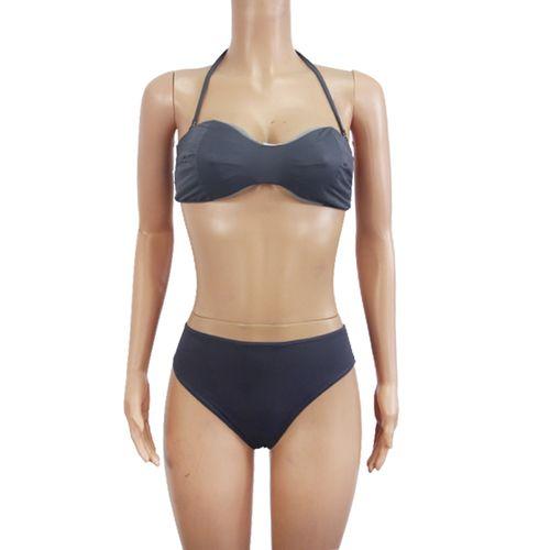 Maillot De Bain Deux Pieces - Polyester - gris