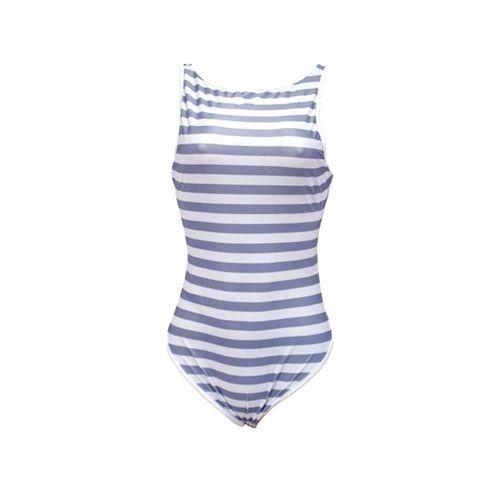 Maillot De Bain une Piece - Polyester - gris blanc