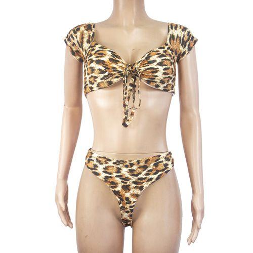 Maillot De Bain Deux Pieces - Polyester -marron panthère
