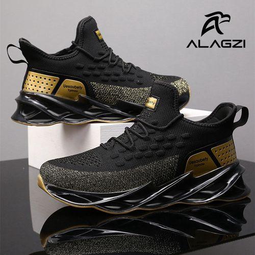 ALagzi 2024 Mens Casual Noble Shoes Running Sneakers - Black/Gold