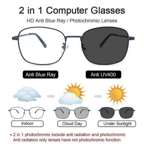 Photochromic Frame Shades UV400 Anti Blue Light Eyeglasses