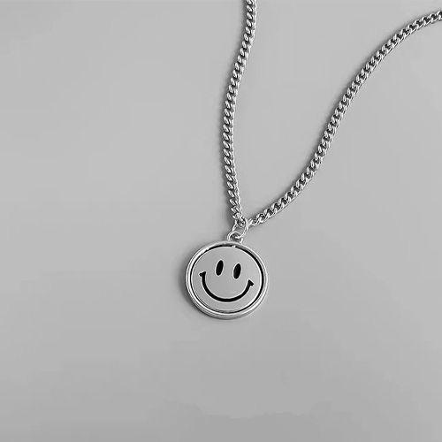 Hip Hop Spinning Sourire Pendentif Collier Argent