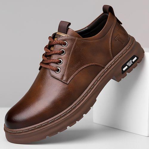 Chaussures en cuir décontractées pour hommes, vêtements de travail rétro pour hommes