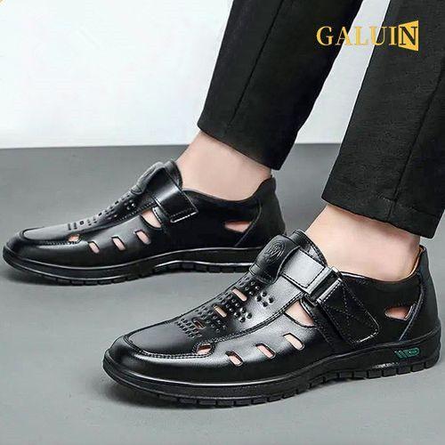 GALUIN Men's Breathable Leather Sandals With Anti-Slip Sole, Comfortable Summer Shoes