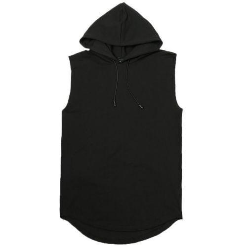 Mens Gym Sleeveless Sweatshirt Hoodies Drawstring Vest Sports Casual Tank Top