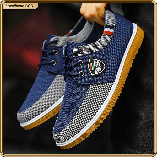 ASHION Chaussures décontractées pour hommes, chaussures de sport de grande taille 39-48 - Bleu