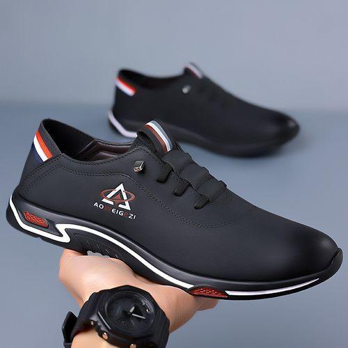 Men's Loafers & Slip-Ons Soft Sole Casual Leather Shoes - Black