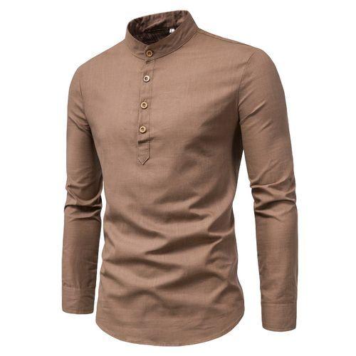 Chemise Le Lin Homme Manches Longues - Marron