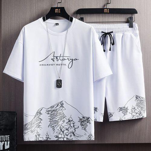 T-shirt+shorts Pure Cotton Men's Short Sleeved Set