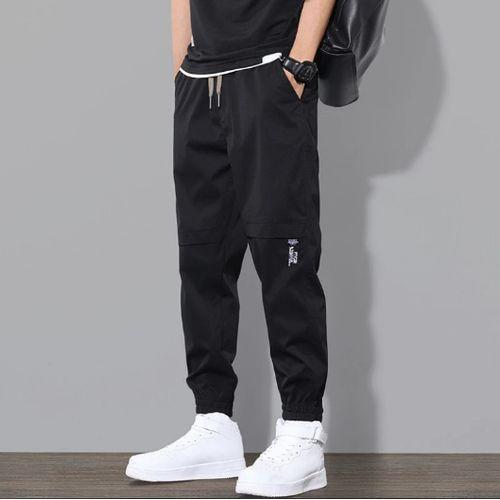 Mode Elastic Waist Men Trousers Drawstring Ankle-banded Cargo Pants Casual