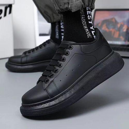 Men's Comfortable Casual Gentle Lace Up Sneakers Sport Running Shoes Solid Black