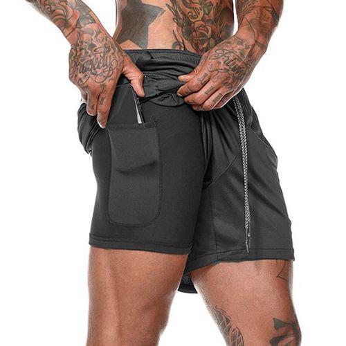 Men's Cargo Pants Running Shorts - Black