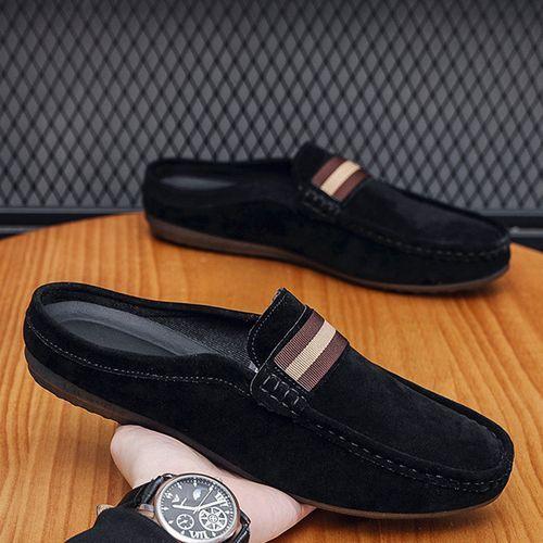Men Casual Half Loafers Slip-ons Palm Slippers Sandals Open Shoes Black
