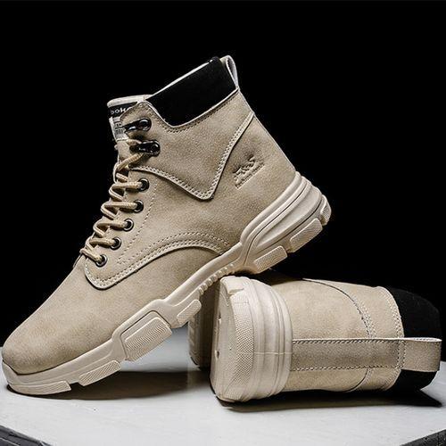 Men's High Top Martin Boots Casual Tactical Combat Outdoor Hiking Shoes Khaki