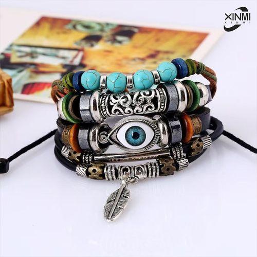 Multi-Layer Cowhide Braided Unisex Devil's Eye Bracelet