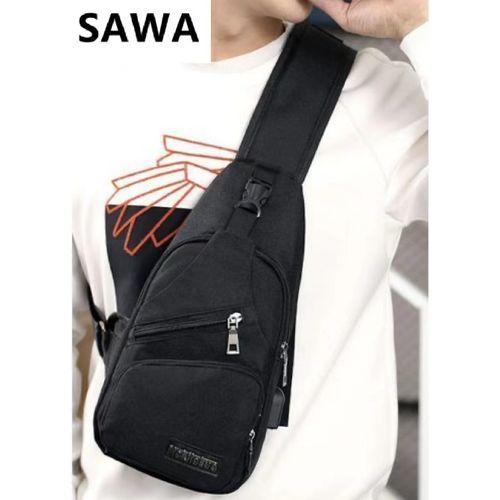 SAWA Leisure Shoulder Sports Suspender Chest Bag Crossbody Bag With USB Interface - Black