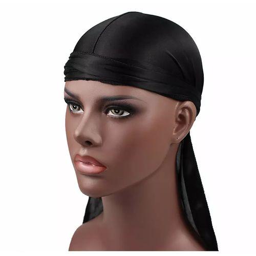 Durag Respirant 360 en Soie Cool Bandana Turban - Noir