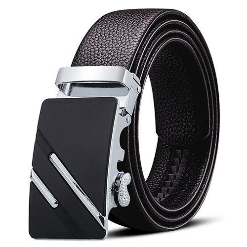 Ceinture Business Casual homme argent Double Pole Pattern - Noir
