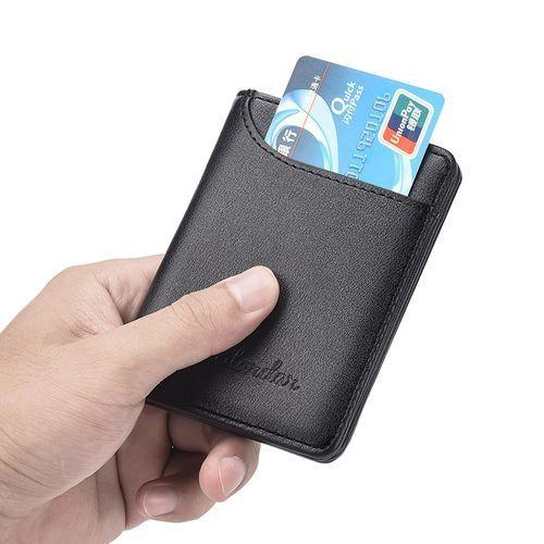 Portefeuille vertical mince en cuir synthétique (PU) pour hommes - Noir
