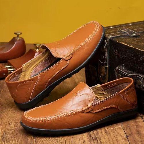 Men's Casual Flats Breathable Loafers & Slip-ons Formal Corporate Shoes Brown