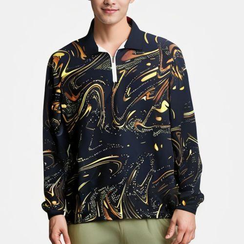 Mens Long Sleeve Casual Pattern Vintage Floral Polo Business Official Shirts