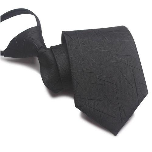 Cravate rayée homme sans noeud 8CM zipper tie-noir